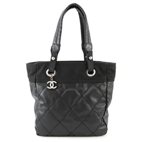 Chanel Paris-Biarritz Tote PM Matelasse Coco Mark Small A34208 Black