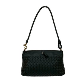BOTTEGA VENETA Intrecciato Leather Semi-Shoulder Bag/Mini Tote Bag, Black, 448-1