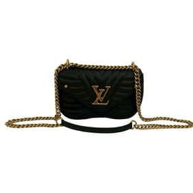 Unused, stored LOUIS VUITTON New Wave Chain Bag PM Leather Shoulder Pochette Black 205-6