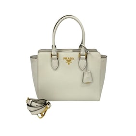 PRADA Prada logo hardware, Saffiano leather 2-way handbag, mini tote bag, shoulder white 25858