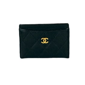 Seal No. 20 CHANEL Matelasse Coco Mark Caviar Leather Card Case/Pass Case Black 56350