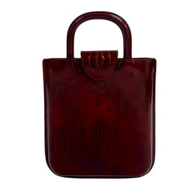 Unused, stored CARTIER Happy Birthday logo leather handbag/mini tote bag, wine red, 64038