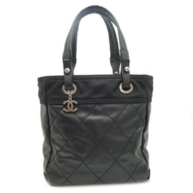 Chanel Paris Piaritz PM Women's Tote Bag A34208 Leather Black