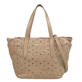 Jimmy Choo Star Stud Mini Sarah Shoulder Bag in Beige Leather, Women's, 2-Way