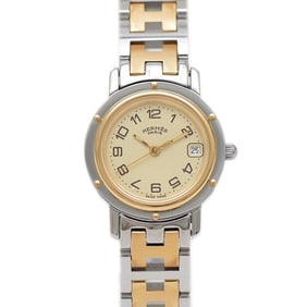 Hermès Clipper Women's Two-Tone Watch with White Dial, Stainless Steel, 18K Yellow Gold, Quartz