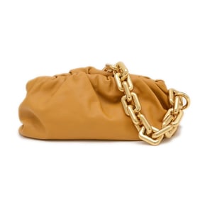 Bottega Veneta The Chain Pouch One-Shoulder Shoulder Bag in Mustard Calfskin 620230VCP40