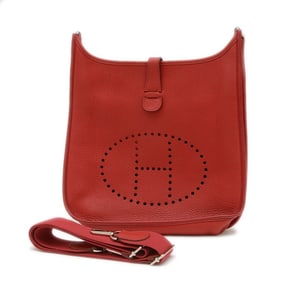 Hermes Hermès Evelyne 3 PM Shoulder Bag, Taurillon Rouge Garance Leather, Silver Hardware, N Stamp