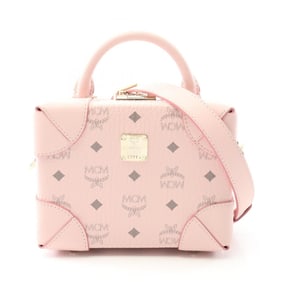 MCM Visetos Vanity Bag, Handbag, Leather, Women's, Pink