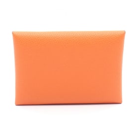 Hermes Hermès Calvi Duo wallet/coin case, leather, Epsom women's, orange