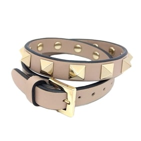 Valentino Rockstud Bracelet Leather Pink Beige Double Studs