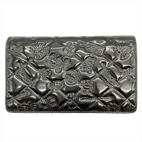 CHANEL No.5 Icon Long Wallet Patent Leather Black Coco Mark Women's