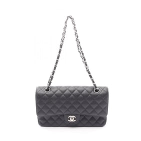 CHANEL Matelasse Double Flap Shoulder Bag in Calfskin Leather, Black