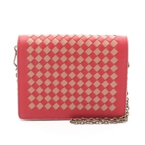 Bottega Veneta Intrecciato Shoulder Bag, Leather, Women's, Red and Pink
