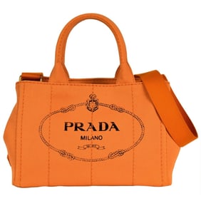 PRADA Canapa Mini Handbag Canvas 1BG439 Orange Shoulder Bag