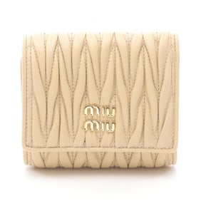 Miu Miu Miu MATELASSE'MIU Matelasse Tri-fold Wallet, Leather, Women's, Beige, 5MH033