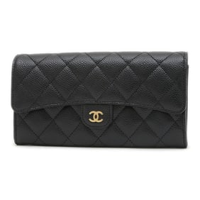 Chanel Classic Long Wallet in Caviar Leather, Black, A80758