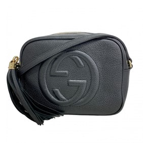 Gucci Soho Shoulder Bag 722139 Leather Black Champagne Women's