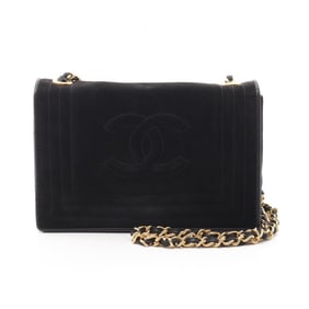 Chanel Coco Mark Shoulder Bag, Suede, Women's, Black