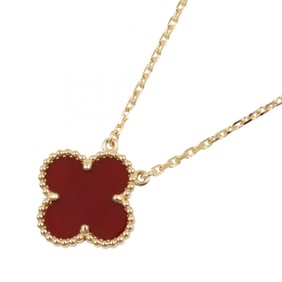 Van Cleef & Arpels Vintage Alhambra Necklace with Carnelian, 18K Yellow Gold, Women's, VCARD38500