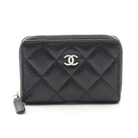 CHANEL Classic Zip Coin Purse, Wallet/Coin Case, Leather Grained Calfskin, Women's, Black, AP0216