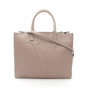 Valentino V logo tote bag, leather, women's, pink