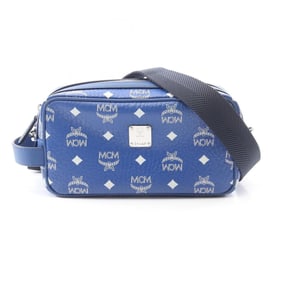 MCM Visetos Leather Shoulder Bag, Women's, Blue