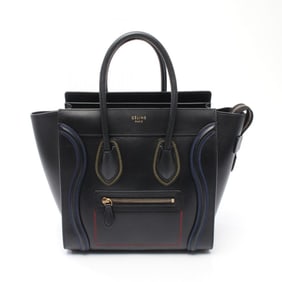 Celine Luggage Micro Shopper Handbag, Leather, Women's, Black, Multicolor