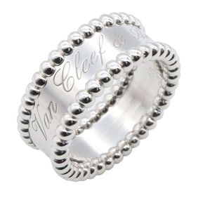 Van Cleef & Arpels Perlée Senior Tulle Ring, 18K White Gold, Men's and Women's, Silver