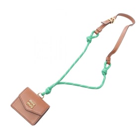 Miu Miu Miu Trick Charm Accessory Leather Cord for Women, Brown and Green, 5TL515