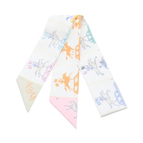 Hermes Hermès PARADE Twilly Silk Scarf for Women in Gray and Multicolor