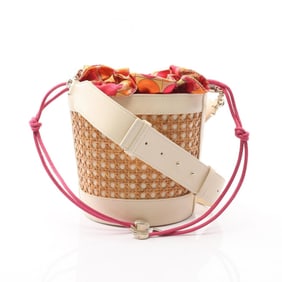 Bvlgari Serpenti Forever Shoulder Bag, Leather and Straw, Women's, White Beige