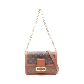 Louis Vuitton Dauphine MM Shoulder Bag, Coated Canvas and Leather, Monogram Reverse, Women's, Brown,