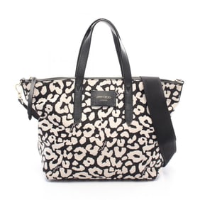 JIMMY CHOO CANDICE TOTE handbag, nylon and leather, women's, black white