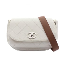 CHANEL Shoulder Bag, Calfskin Leather, Women's, White