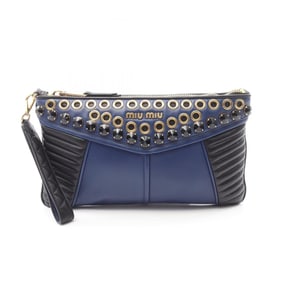Miu Miu Miu Leather Second Bag/Clutch Bag for Women, Blue/Black, RP0374