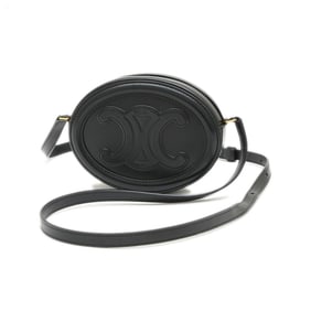 Celine Cuir Triomphe Oval Purse Shoulder Bag in Black Leather (10I703)
