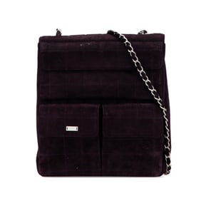 Chanel Chocobar Chain Shoulder Bag in Purple and Silver Suede for Women