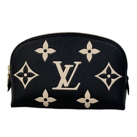 Louis Vuitton Monogram Empreinte Two-Tone Pochette Tick PM M59086 Black/Beige Women's Pouch
