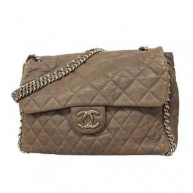 Chanel Deca Matelasse Shoulder Bag with Chain Bag, Brown Leather, Women's