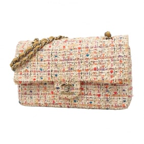 Chanel Matelasse Shoulder Bag with Double Flap and Chain, Tweed, Multicolor, Women's