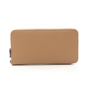 Hermes Hermès Azap Long Silk-in Round Wallet in Calfskin Leather with Epsom Leather, Beige
