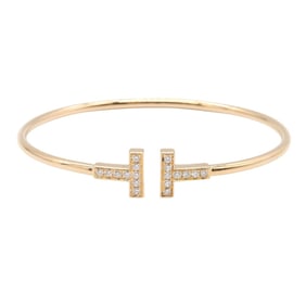 Tiffany & Co. T-Wire Bracelet with Diamonds, 18K Pink Gold, Clear for Women