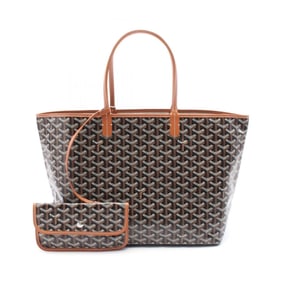Goyard Saint Louis PM Tote Bag, Coated Canvas and Leather, Women's, Black, Brown, Multicolor