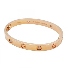 Cartier Love Bracelet 4PD 18KPG Pink Gold Diamond Women's