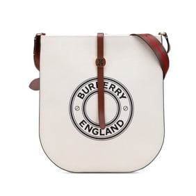 Burberry Logo Graphic Shoulder Bag in Beige and Brown Canvas Leather for Women.
