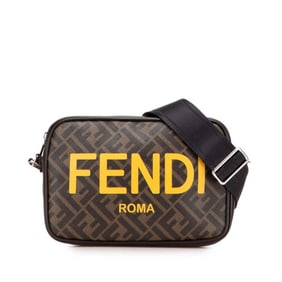 Fendi Zucca ROMA Camera Bag, Crossbody Shoulder Bag 7M0286, Brown and Yellow Leather, Women's