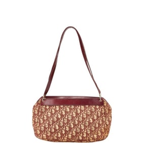 Christian Dior Dior Trotter Handbag/Shoulder Bag, Wine Red/Brown Canvas, Women's,