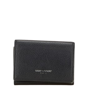 Saint Laurent Tiny Wallet, Compact Tri-fold 459784, Black Leather, Women's, SAINT LAURENT