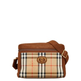 Burberry Nova Check Shadow Horse Shoulder Bag in Brown Canvas and Leather for Women