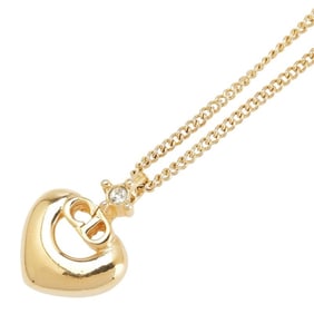 Christian Dior Dior CD logo pendant necklace in gold with rhinestones for women.